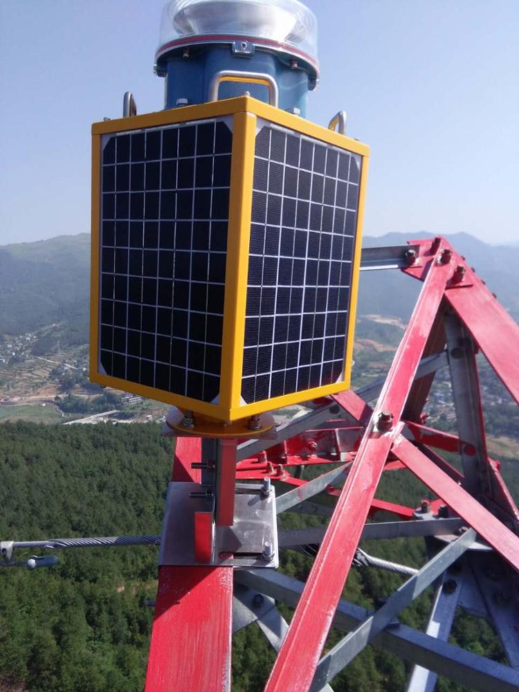 Complied with ICAO,FAA standard Red 2000cd Flashing 20fpm 40fpm Solar power system obstruction beacon for electric towers