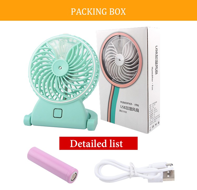 Strong wind mini mist portable rechargeable fan for hot summer