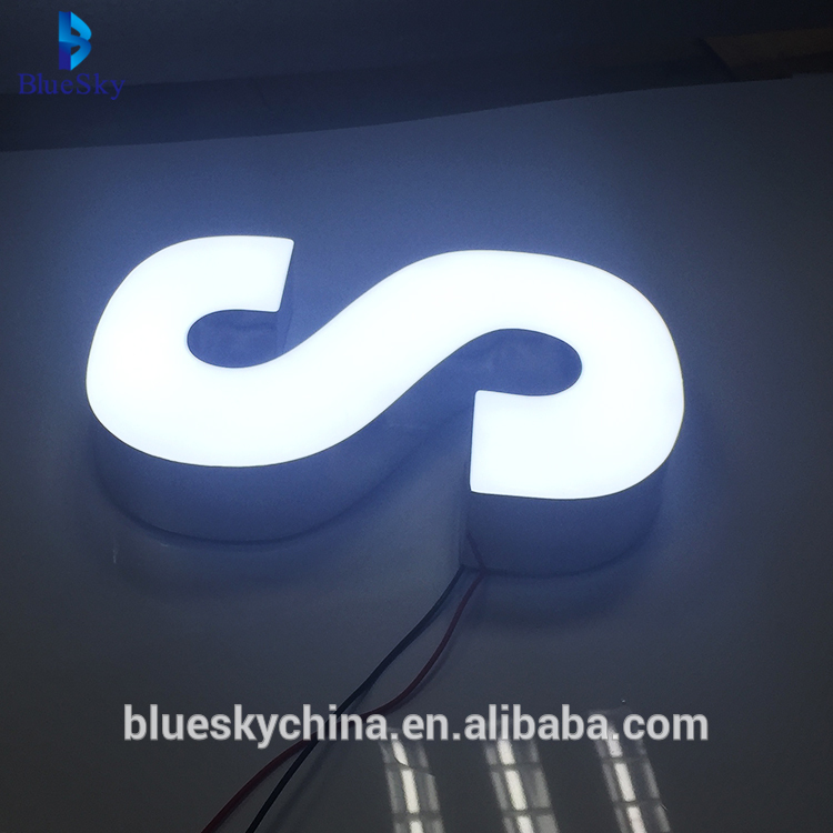 Customized metallic frame with resin front illuminated LED channel letter