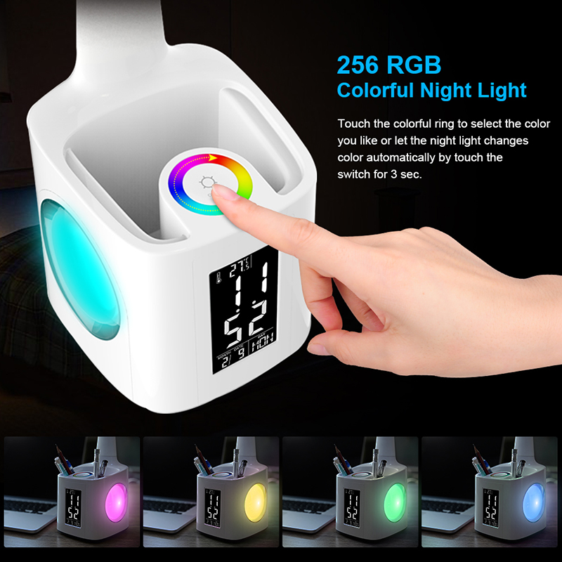 American 360 portable light speaker lamp usb touch led rgb desk lamp with pen/phone holder