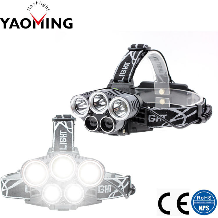 5 LED Aluminum Rechargeable Super Bright Headlamp Waterproof Led Headlight