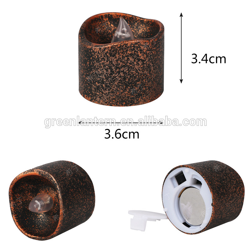 12 Pieces decoration led black candle with artificial fire flame wholesale