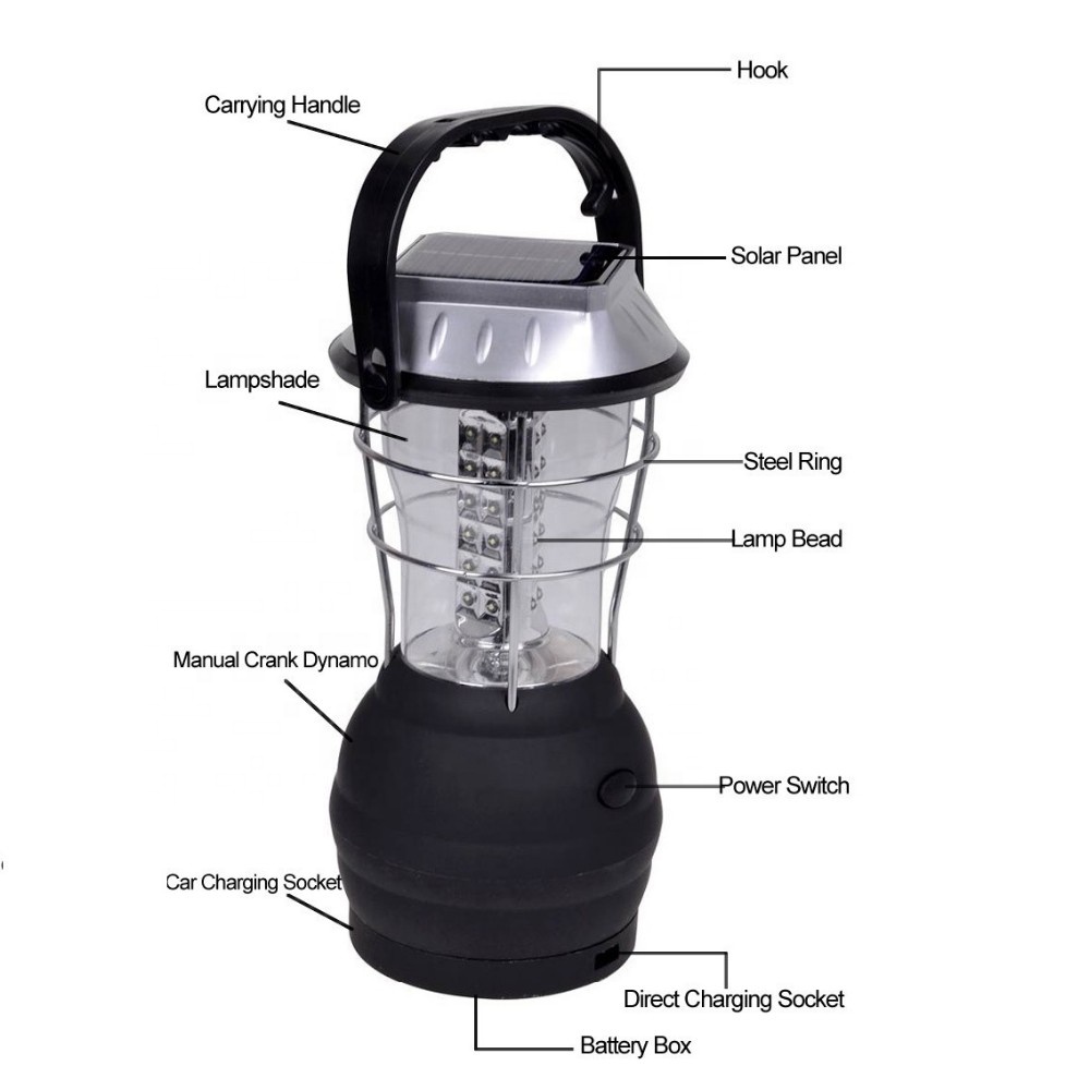 36/60LED Solar Lantern with handle crank