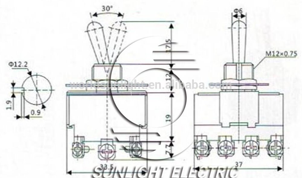 KN3(B)-402/403 4PDT 12 Pin 4 pole double throw medium toggle switch