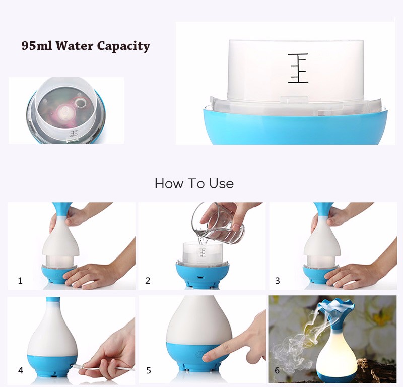 aroma essential 95ML Jade Bottle Ultrasonic Home Aroma Humidifier Air oil Diffuser Purifier