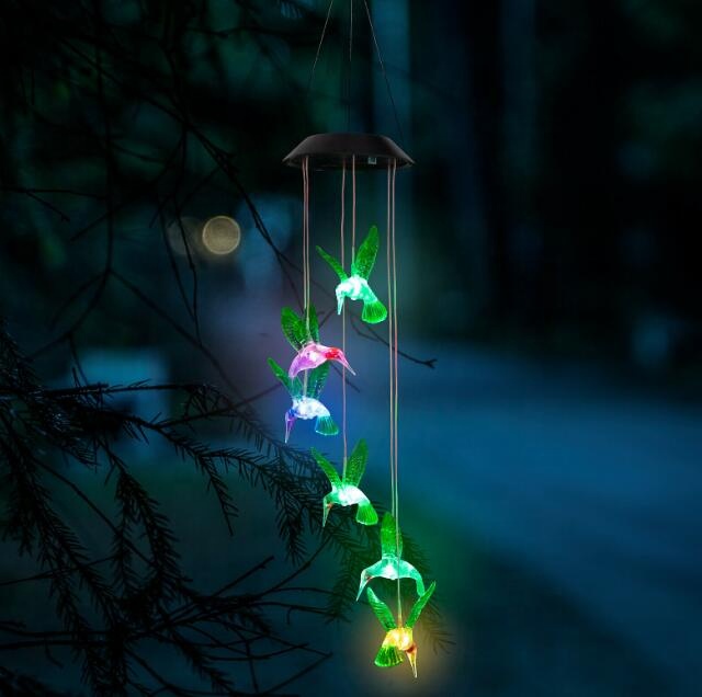 Colour Changing Solar Powered Wind Chime LED Light Hanging Yard Garden Decoration