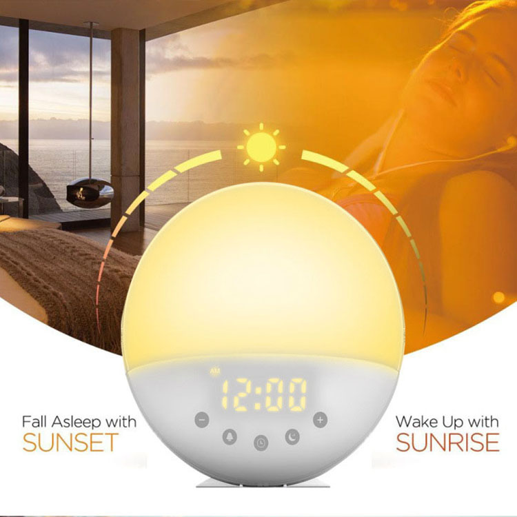 FM Radio Alarm Clock Desk & Table Sunrise Sunset Simulation Clocks Waker for baby
