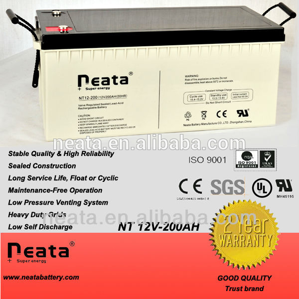 Neata 2015 hot sale 12v 200ah deep cycle solar battery manufucturer in China
