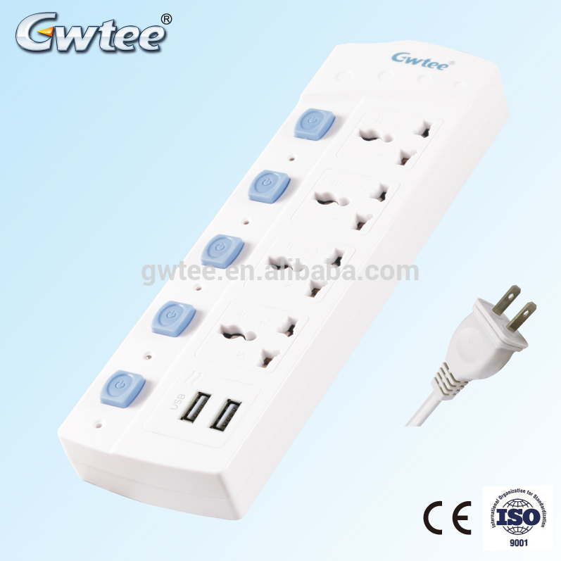 Factory offer Gwtee multiple outlets tabletop extension socket GT-6117A