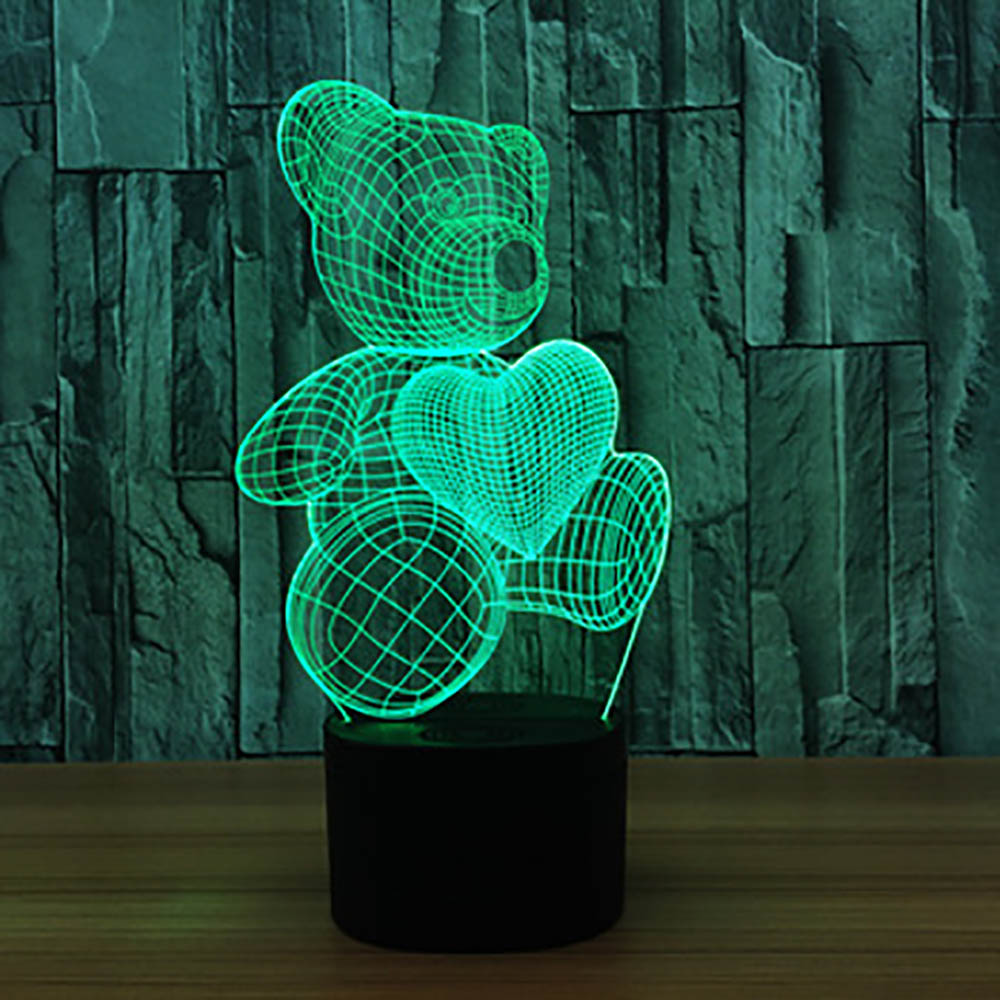 Decoration home LED lamp 3d acrylic  print RGB colorful  with remote control battery USB power