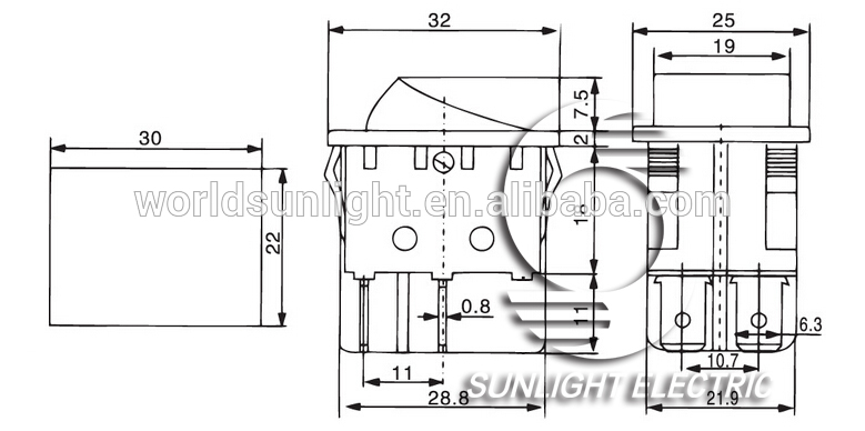 KCD2-201N-2 kcd2 ON-OFF 4 PIN illuminated universal electric rocker switch