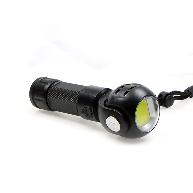 Double Switch Double Light 360 Degree Portable Rechargeable LED Flashlight Super Bright Zoomable USB LED Torch Flashlight