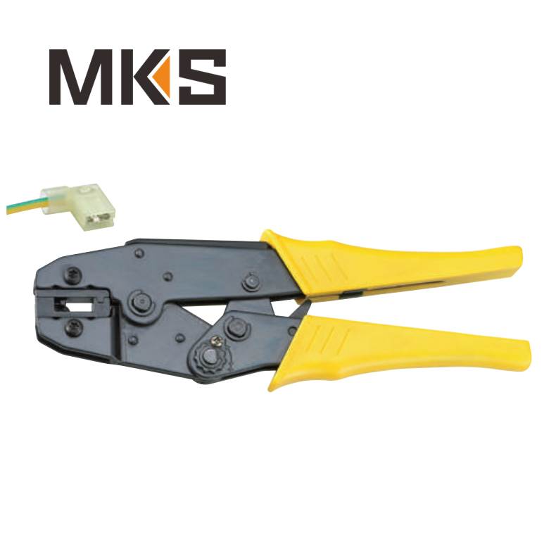 HS-08FL 9'' european style ratchet crimping plier for yellow flag type female receptacles insulated terminals 1.5-6.0mm2