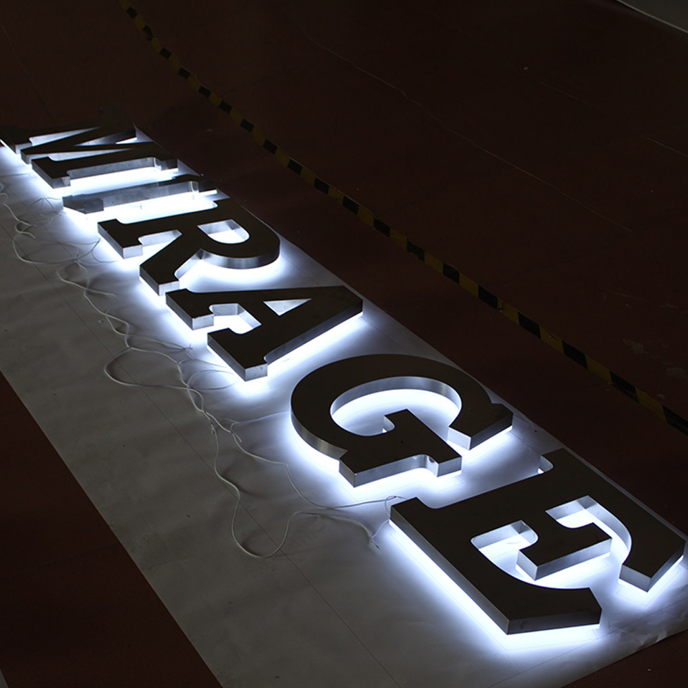 High brightness laser dott acrylic backlit letter luminous light back stainless steel letter sign