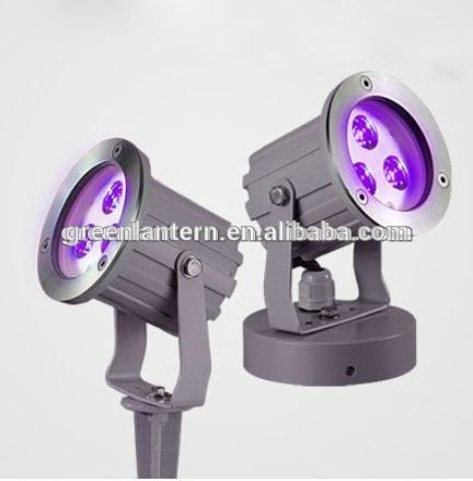 RGB 9w IP68 RGB 3x3w 3in1 Led LED garden spotlight with spike/ base