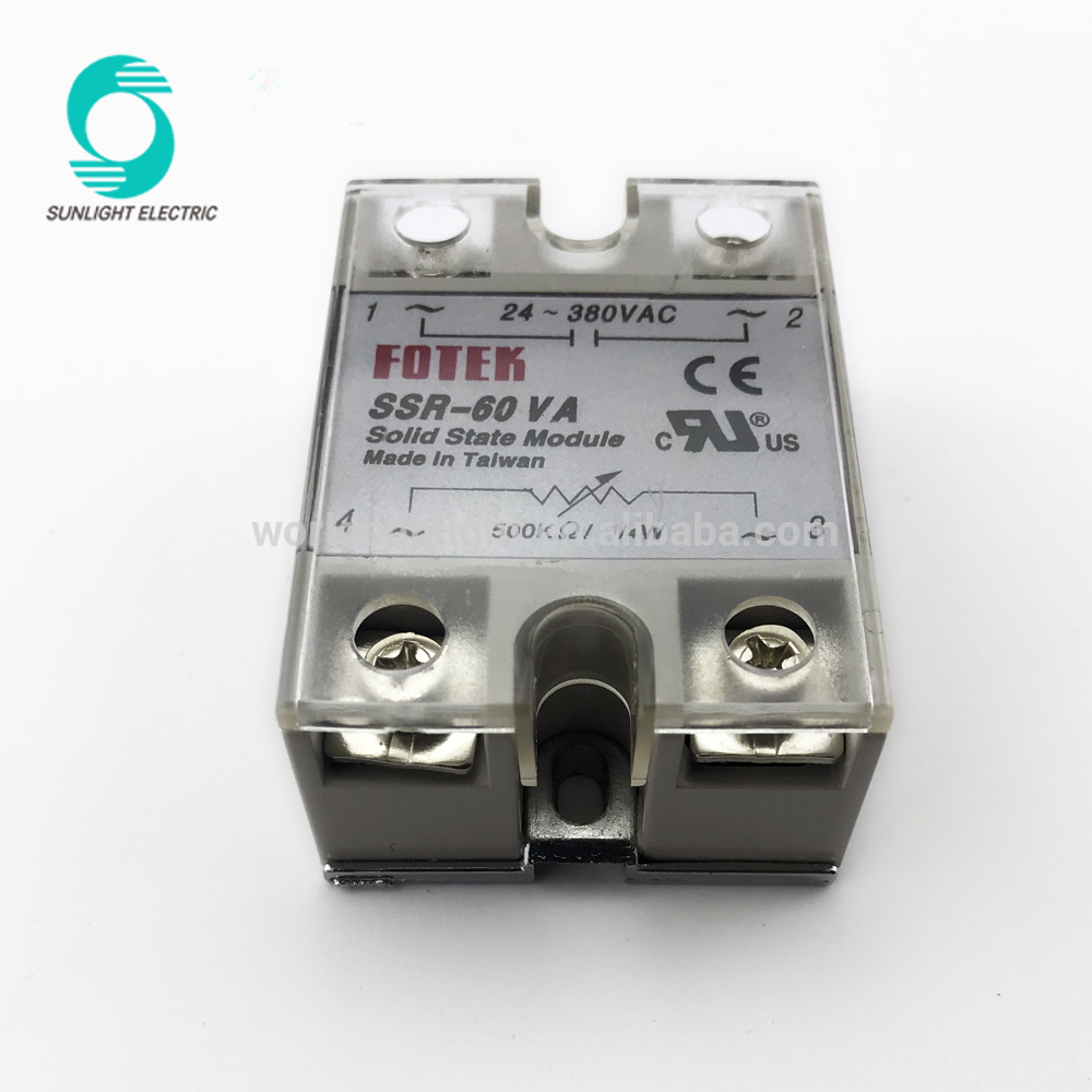 Fotek SSR-60VA 24-380VAC 60A adjustable ssr solid state voltage regulator relay