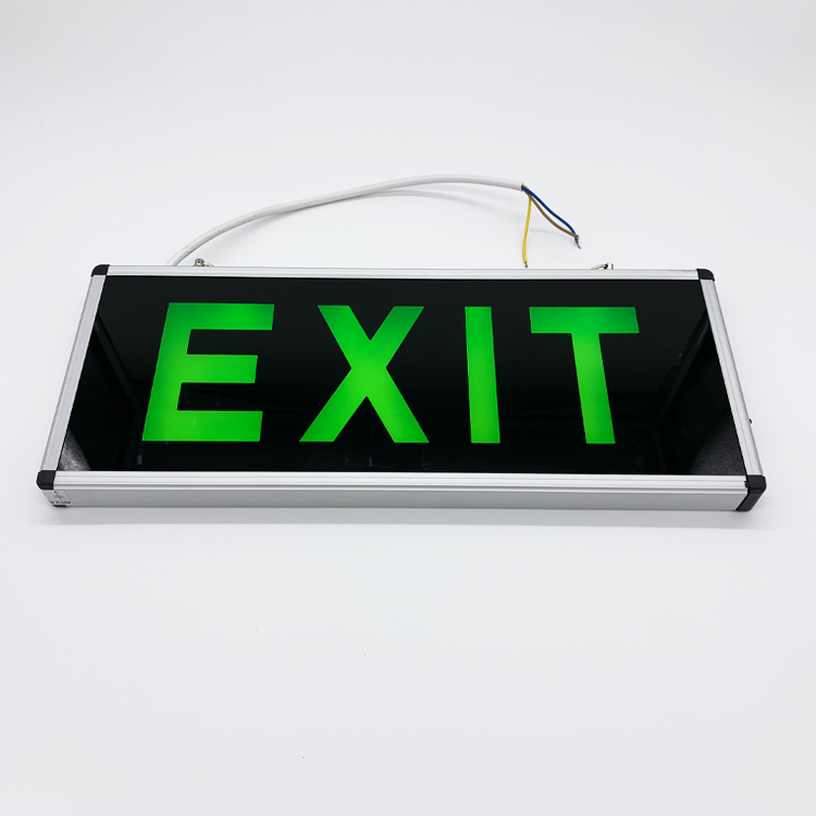 black green braille emergency exit sign