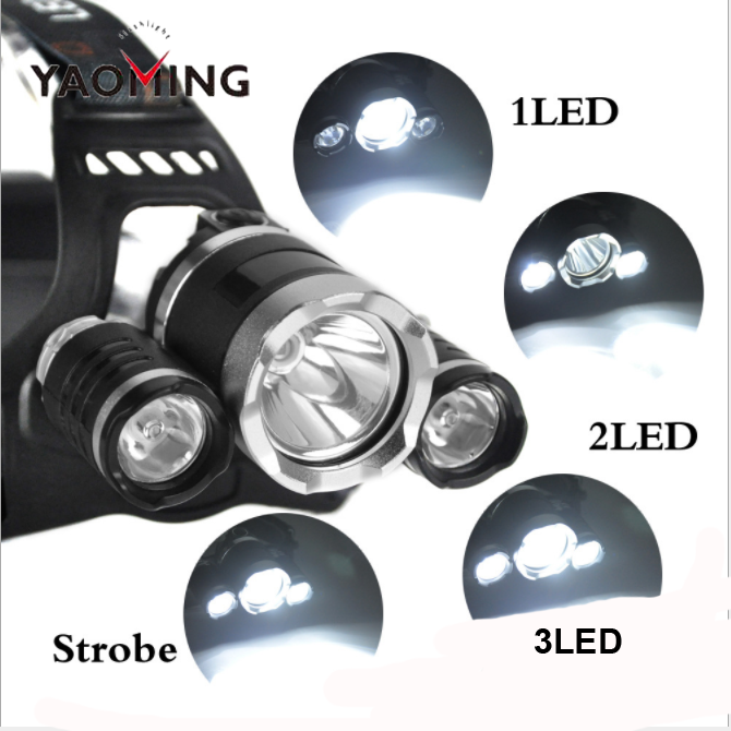 Rechargeable Aluminum alloy high power waterproof 3 XML- T6 Led headlamp 1000 lumens flashlight