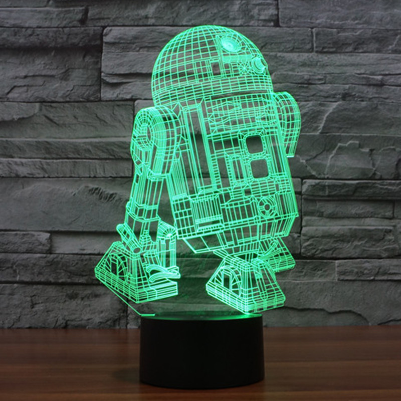 R2D2 Robot Touch LED Lampara as Bedroom Table Desk Lamp USB 7 Colors 3d Led Night Light