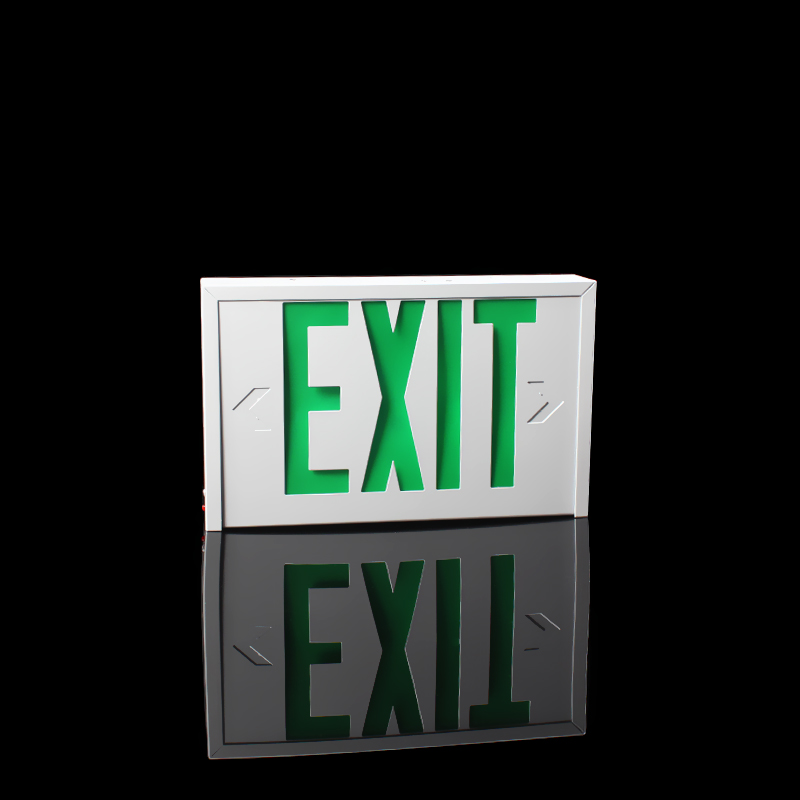 Metal photoluminescent exit sign solar powered exit signs