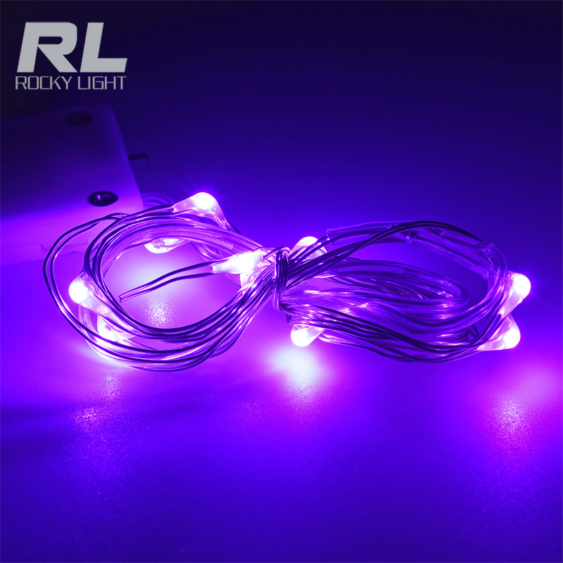 Waterproof Copper wire light 1m/2m RGB/Green/yellow light with button battery