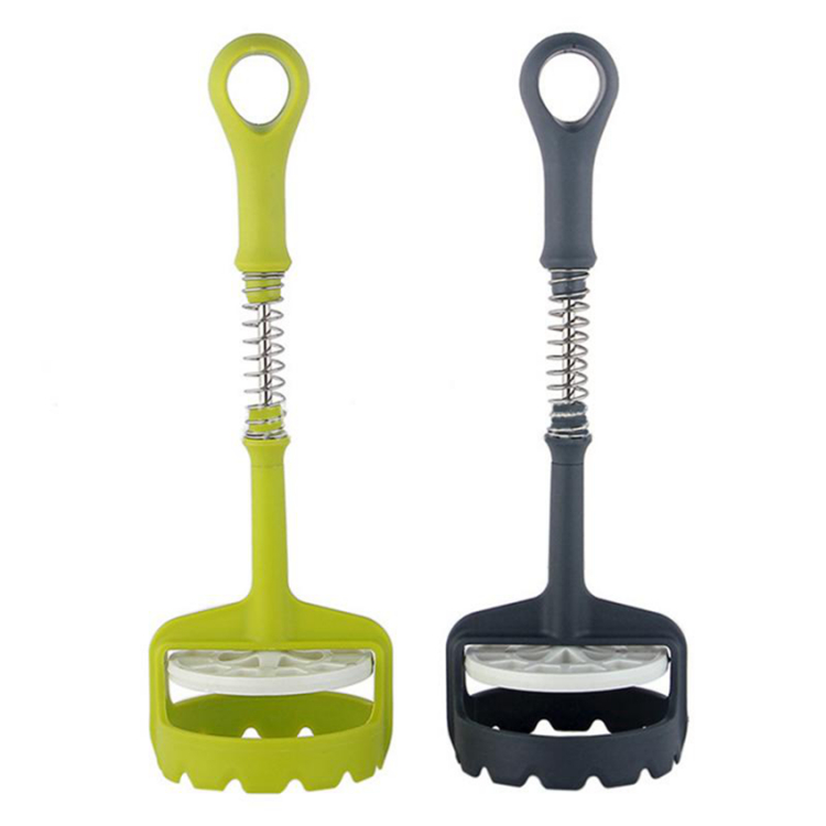 Non-Stick Potato Masher Spring Push Type Potato Presser Fruit and Vegetable Smasher