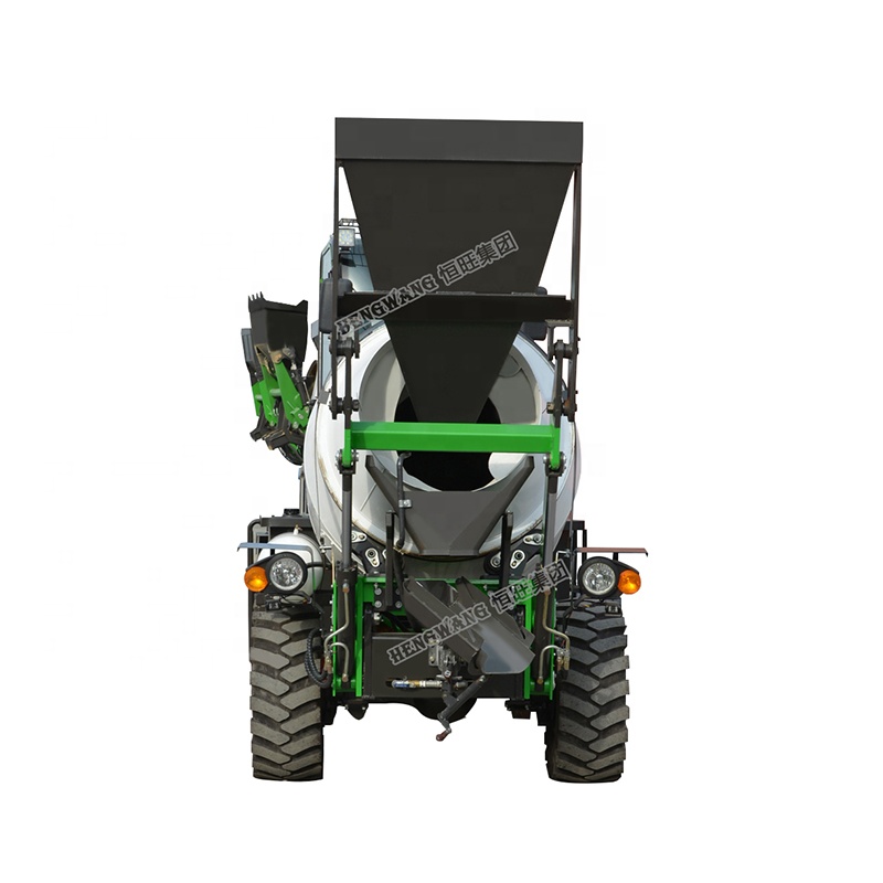 Mobile self- loading concrete mixer truck