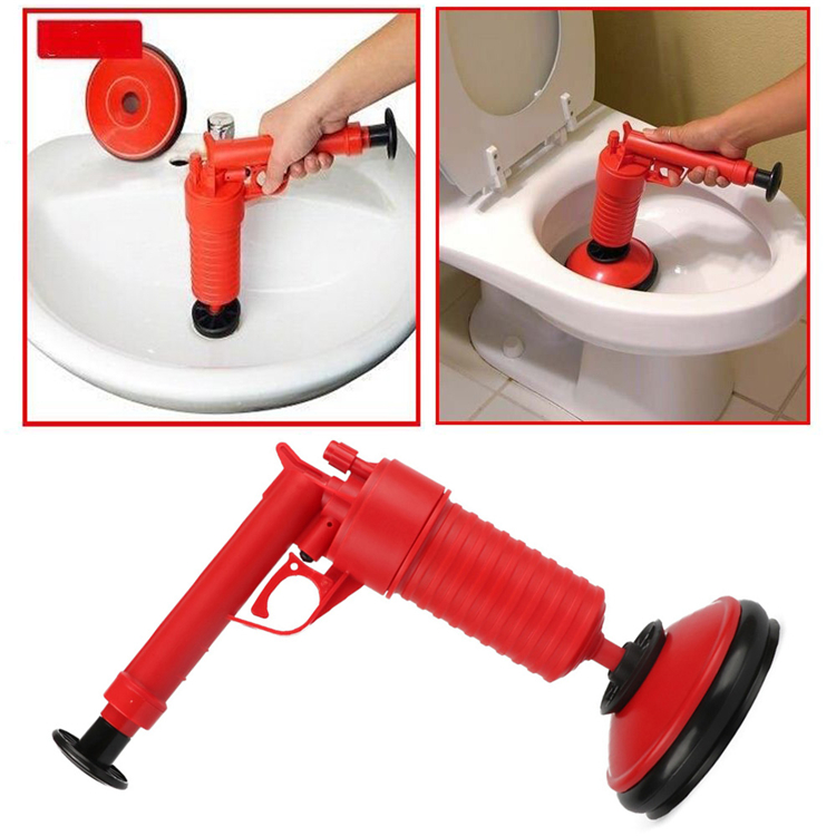 Home High Pressure Air Power Drain Blaster Gun Pump Plunger Sink Pipe Clog Remover Toilets Bathroom Kitchen Cleaner Kit