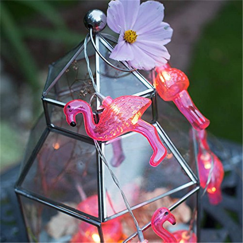Bird Garland Wedding Night Decoration Living Room Decor Christmas Tree ornament Wreath Plastic Pink Flamingo Led String Light