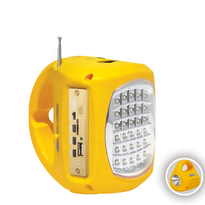 Portable multifunctional solar emergency light with FM radio