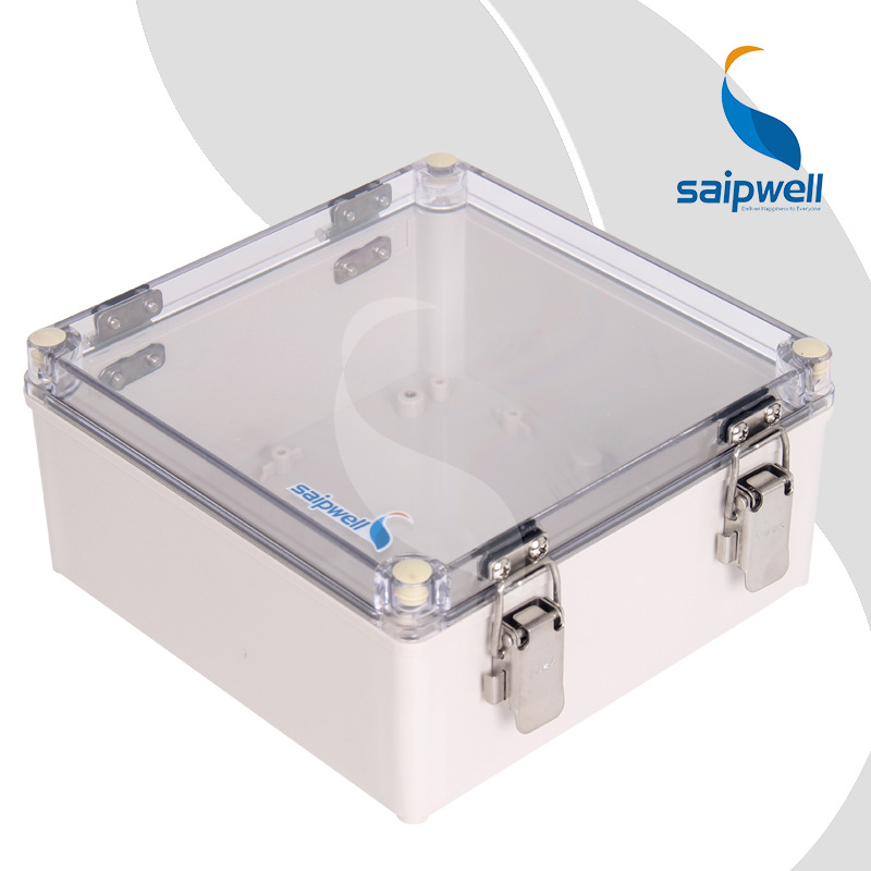 SAIPWELL Y IP66 DS-ATS-2020 ABS Clear Cover With Metal Clasp Outdoor Use Electrical Power Distribution Box