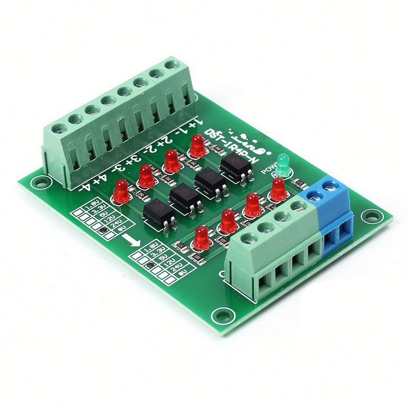 24V to 5V 4 Channel Optocoupler Isolation Board Isolated Module PLC Signal Level Voltage Converter Board 4 Bit