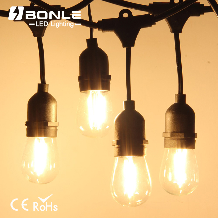 Outdoor Weatherproof Commercial Grade Led String Light With E26/ E27 1.8W S14 Led Bulb