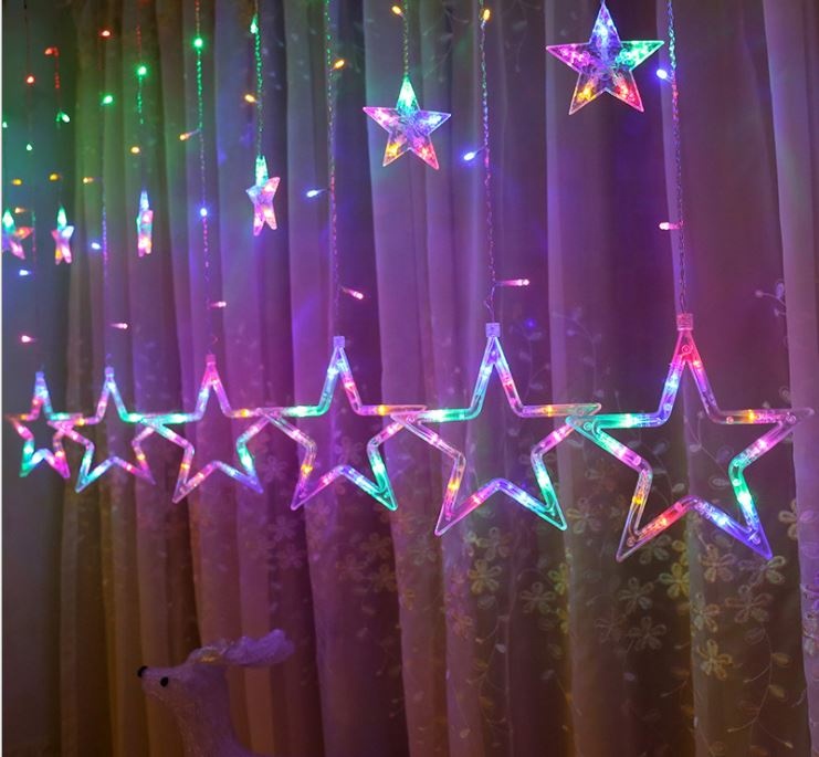 Warm white 10 big stars led string fairy light 3M 138Leds curtain light Christmas home lighting Ramadan