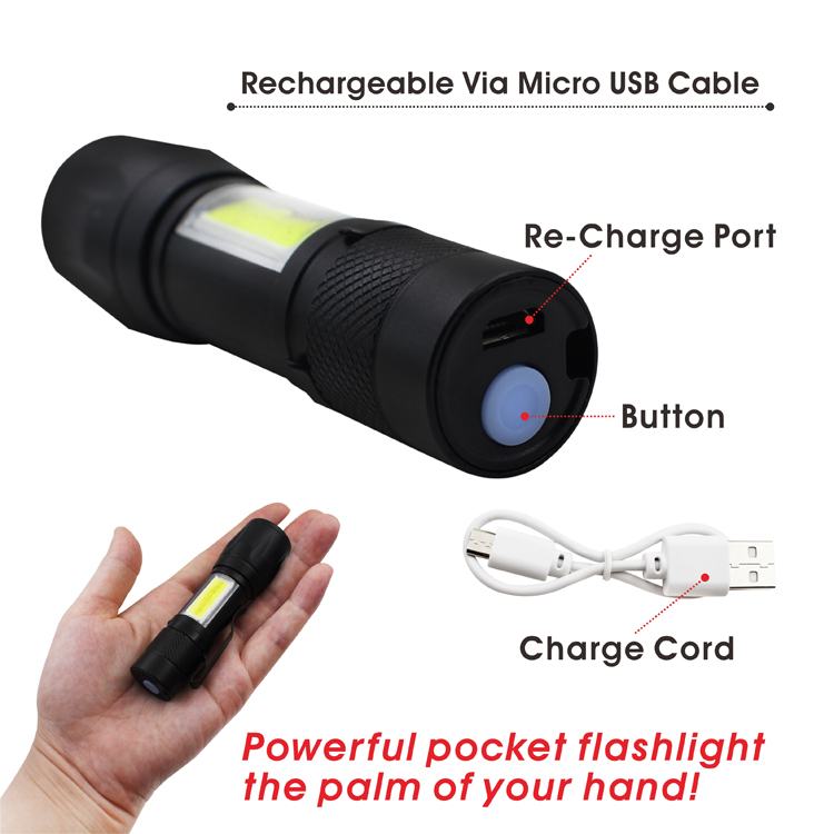 Rechargeable Ultra Bright COB LED Adjustable Best Torch Light