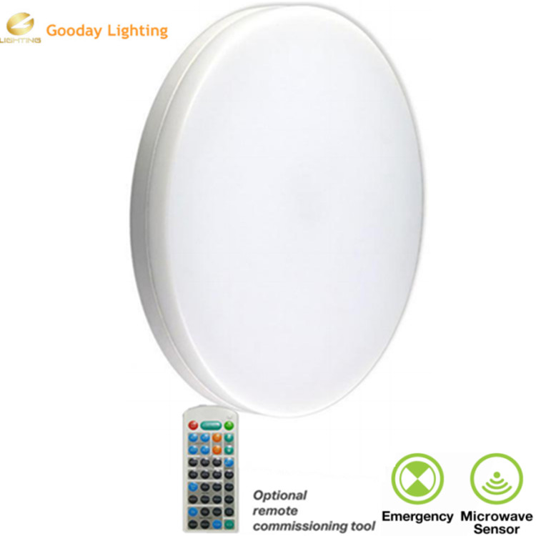 CCT adjustable 20w ultrathin LED oyster light surface mount lighting 3 hours emergency battery operated
