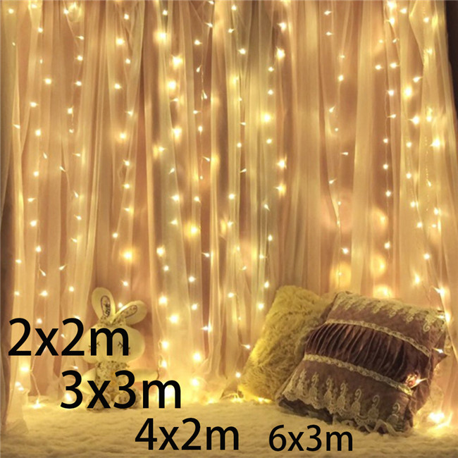 christmas waterfall curtain led string light 3M*3M 300led curtain fairy lights wedding