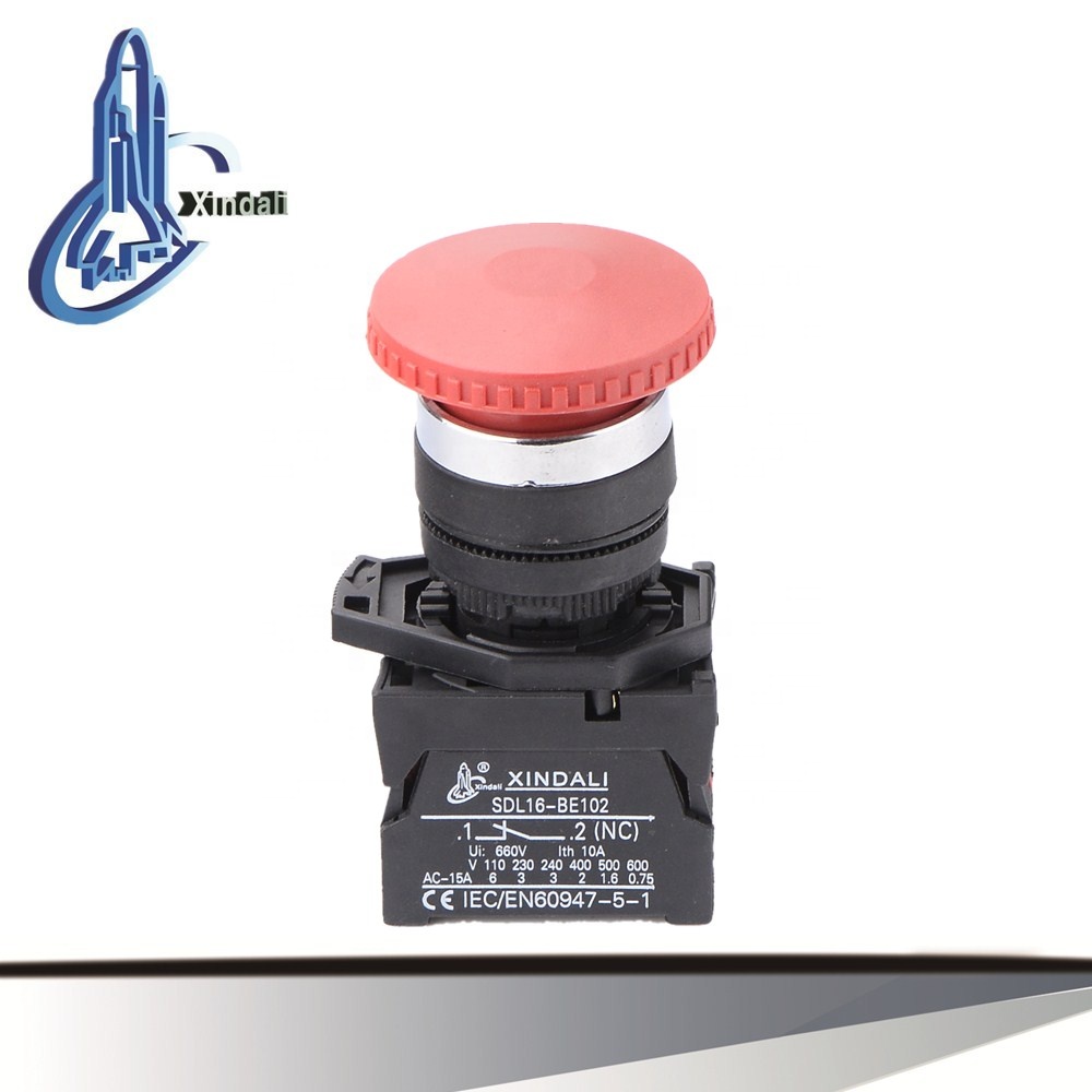 high quality mushroom emergency stop plastic momentary push button switch XDL21-CC42