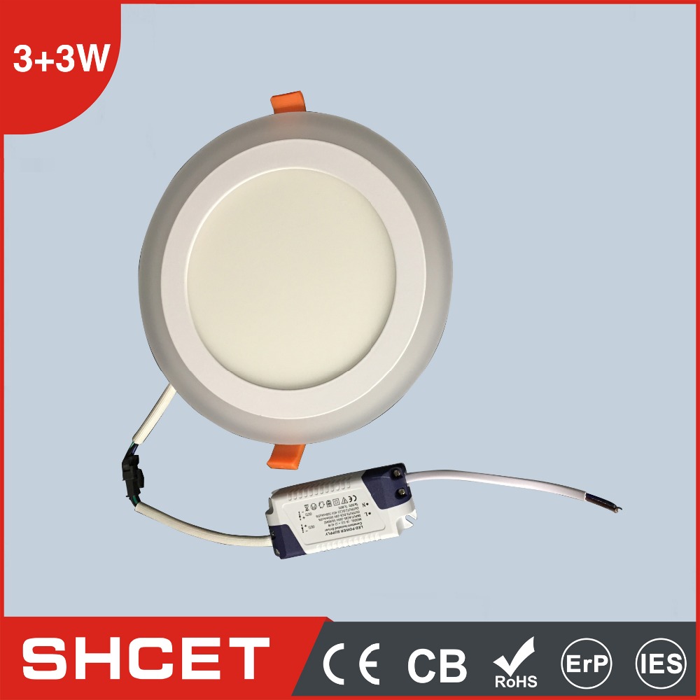 CET-130R-6W Double color step led panel light recessed round slim led panel light