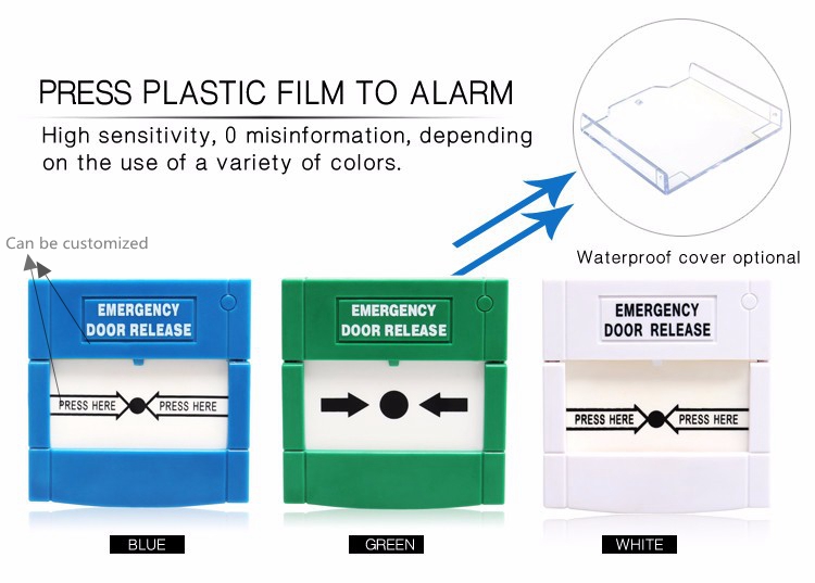 Red Green multicolor emergency door release manual call point Button weatherproof