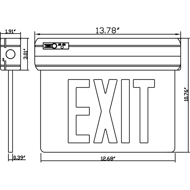 North America LED wall mounted rechargeable emergency hanging exit sign