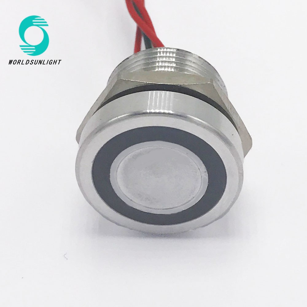 WS160R1FN1NOMG IP68 16mm Natural anodized Flat operator 200mA 24VAC/DC Normally open Momentary 12v Green led piezo switch