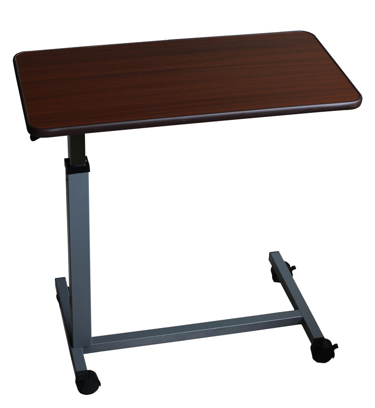 High quality over bed table with height adjustable for sale hospital bed food table Desktop can be flipped