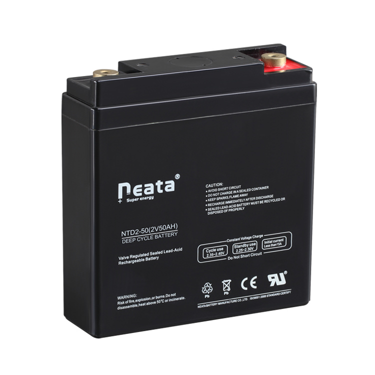 Neata Low Price 2v 50ah Silicone Gel lead acid Batteries for solar panel energy storage back up power supply