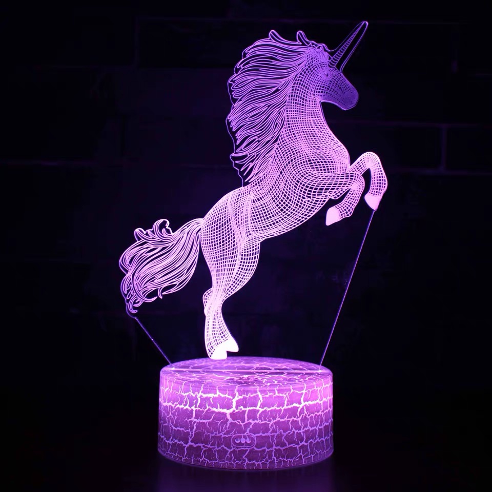 Valentine's Day Led Acrylic Print Unicorn Light Night Decorate Bedroom 7 Colors Changing USB 3d Mini Moon Shape Light Table Lamp