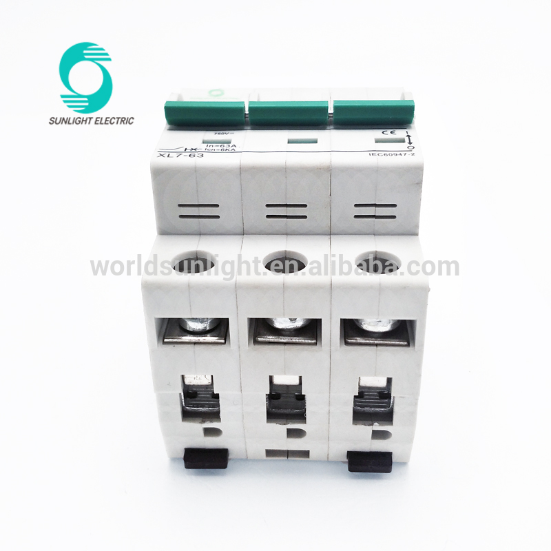 Solar system china supplier IEC 60947-2 approval DC 750V 20A 6kA 3 pole dc electrical miniature mini circuit breaker mcb