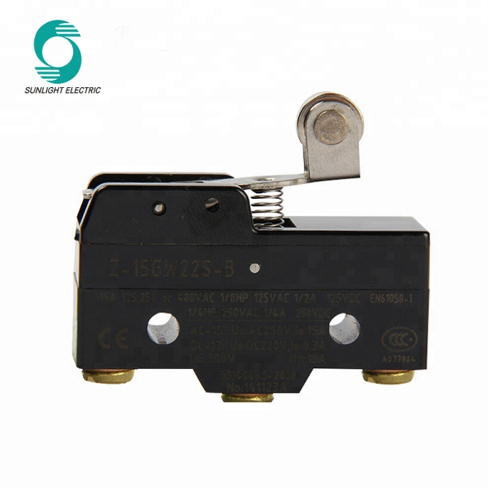 CE approval IP40 Z-15GW22S-B long lever metal roller type 25t85 on off 250VAC spdt waterproof lever roller micro switch
