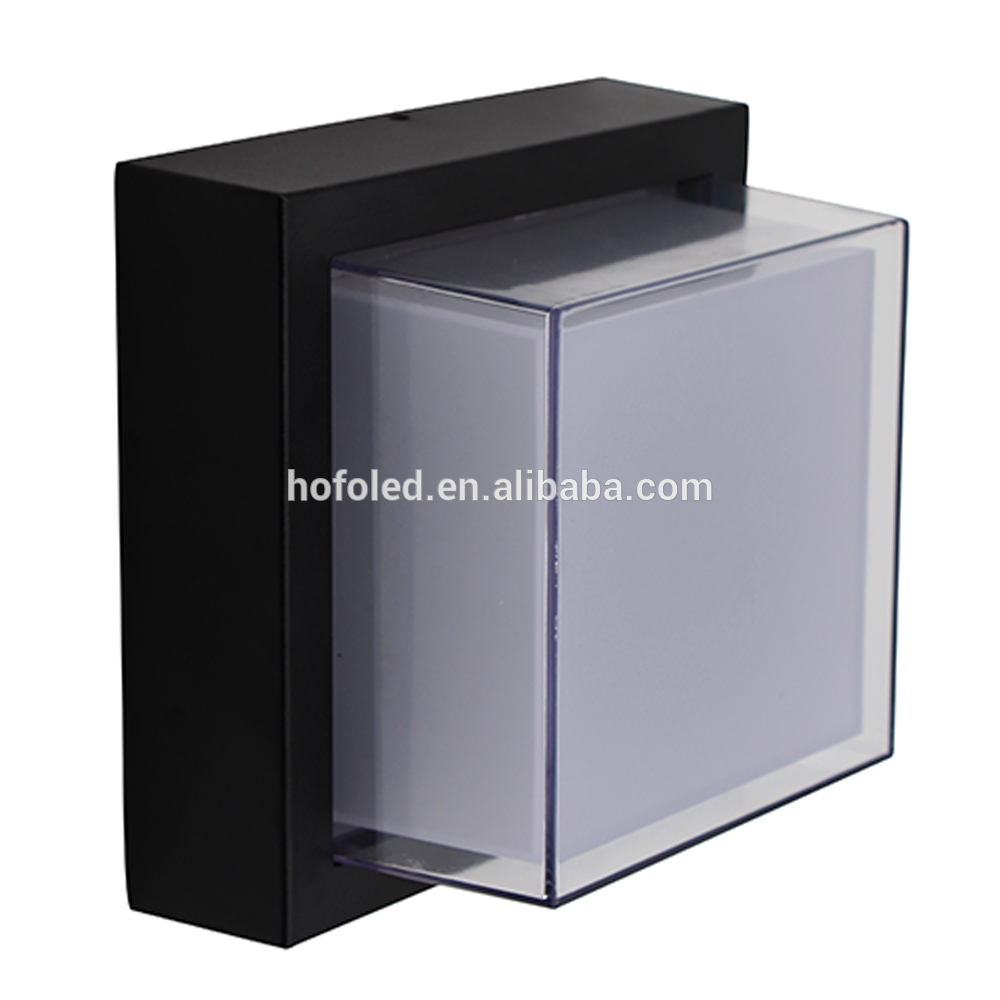 12W LED Wall Light Black Square 4000K