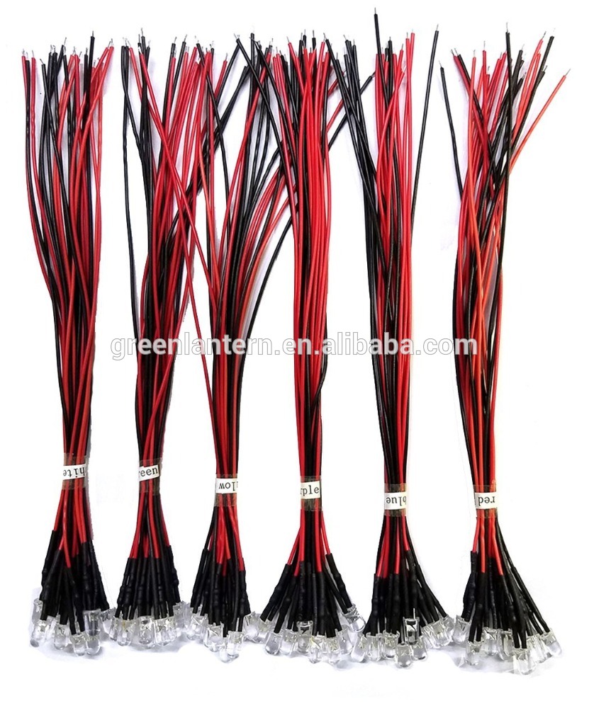 LED Diodes 20cm Pre Wired 5mm LED Light Lamp Bulb Prewired Emitting Diodes For DIY Home Decoration DC12V