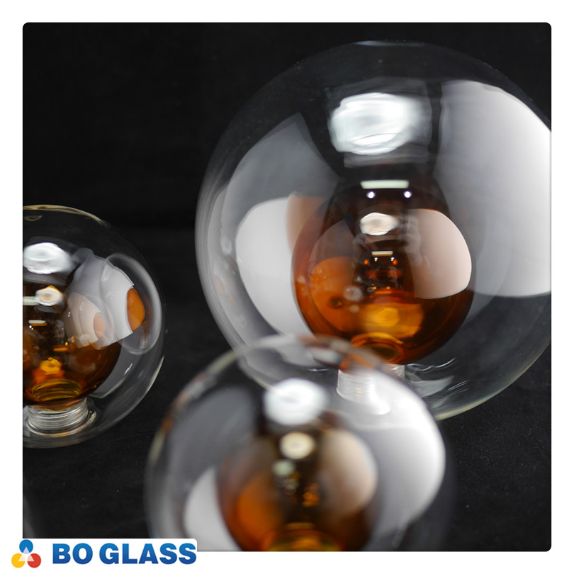 Double wall glass lamp shade/Inside amber color outside celar pyrex lighting glass global ball